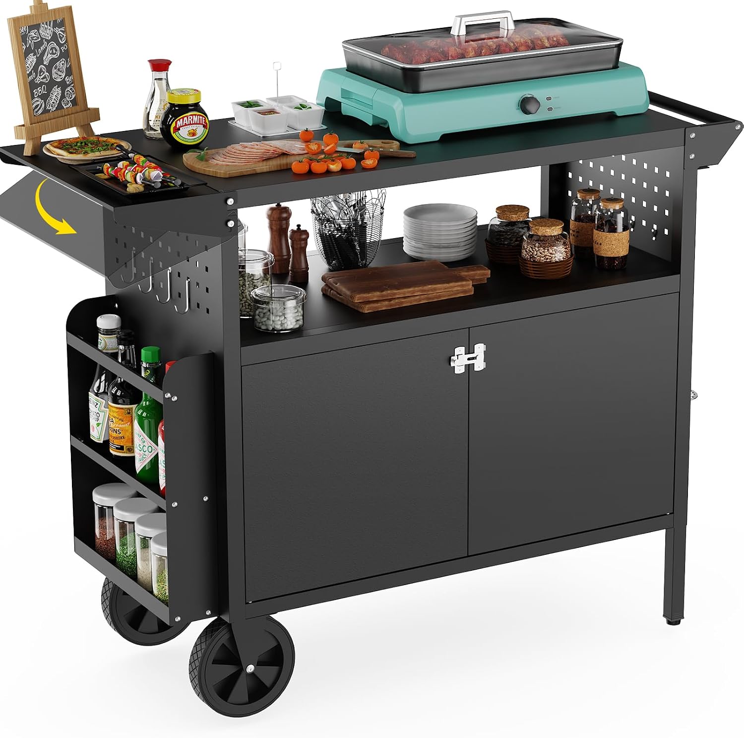 Outdoor Furniture Table - 야외 그릴 카트 테이블, 수납 기능이