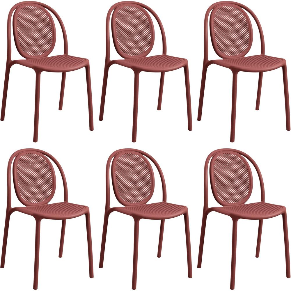 Outdoor Furniture Metal Chairs - 내후성 적층형 식탁 의자 6개 세트