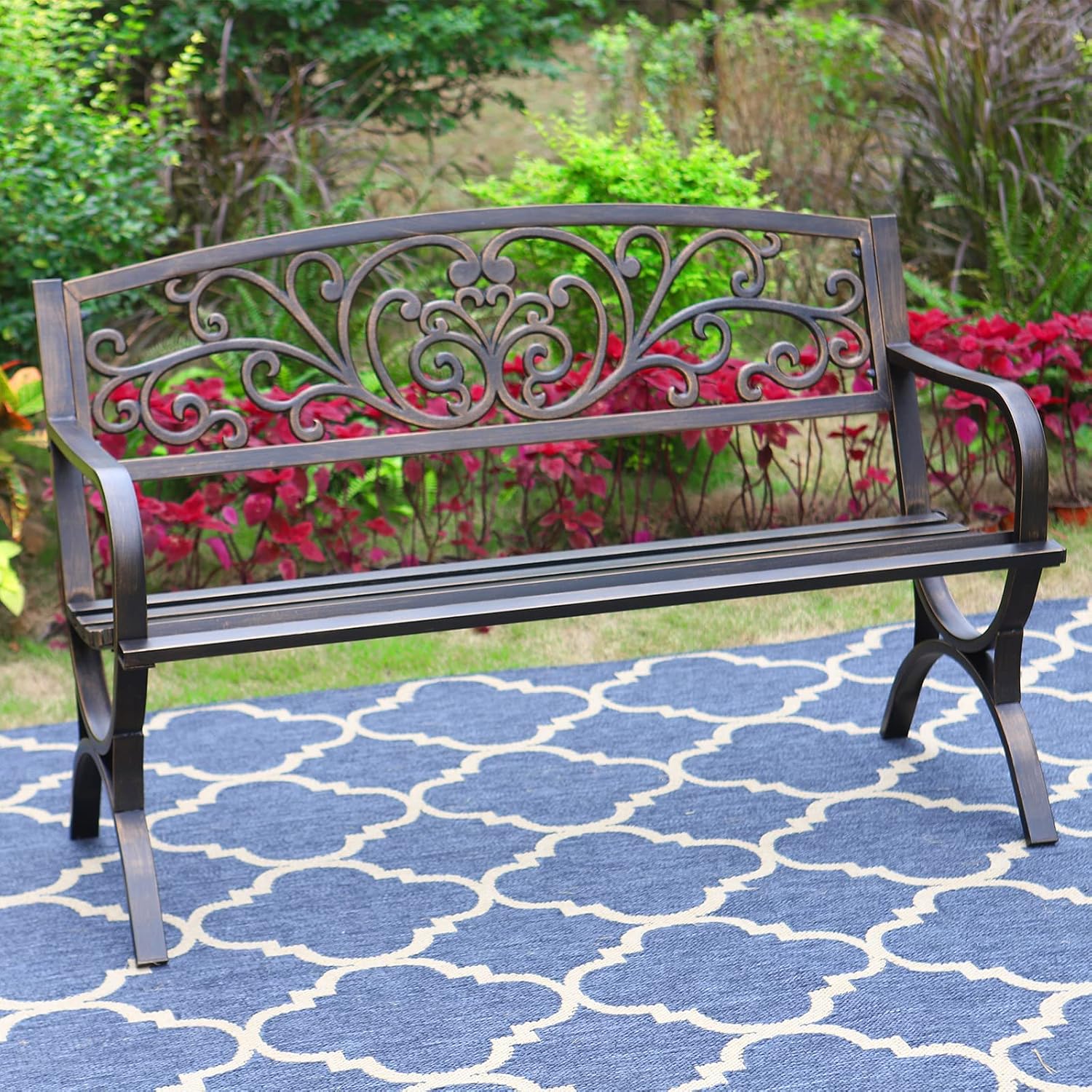 Outdoor Furniture Metal Chairs - 브론즈 50인치 야외 정원 벤치, 내후성