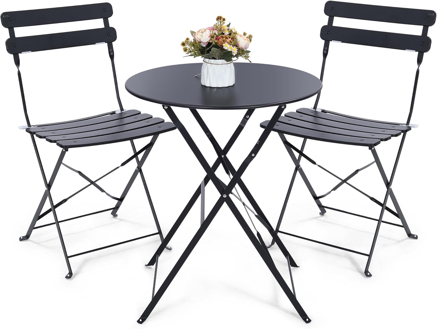 Outdoor Furniture Table - 공간 절약형 검정색 3피스 접이식 야외