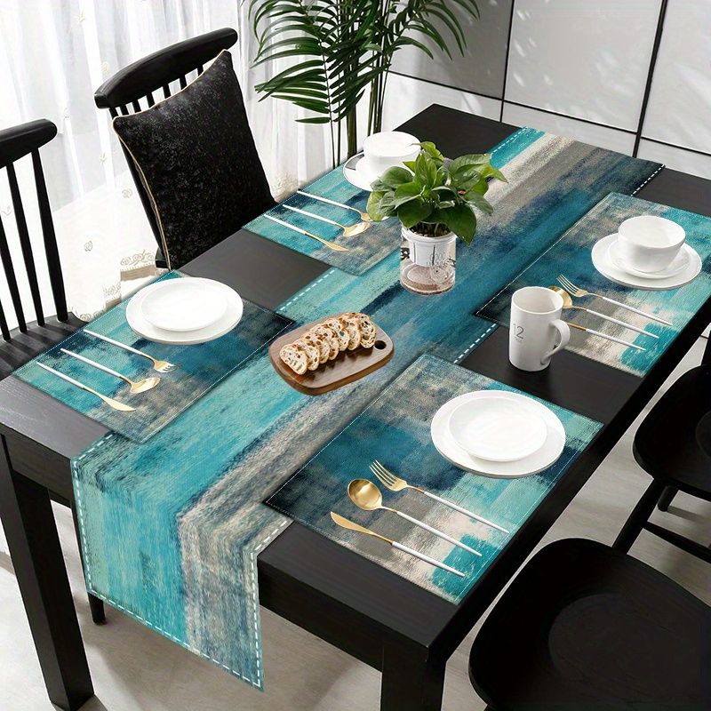 Outdoor Furniture Dining - VIKAMA Morandi 추상 잉크 테이블 러너