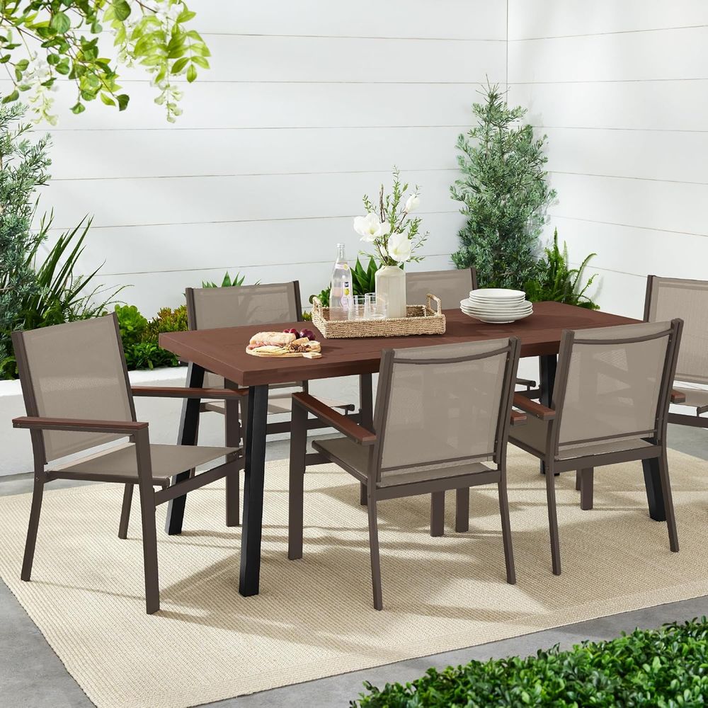 쌓을 수 있는 야외용 텍스타일 의자, 내후성 있는 팔걸 - Outdoor Furniture Metal Chairs 리뷰 및 가격