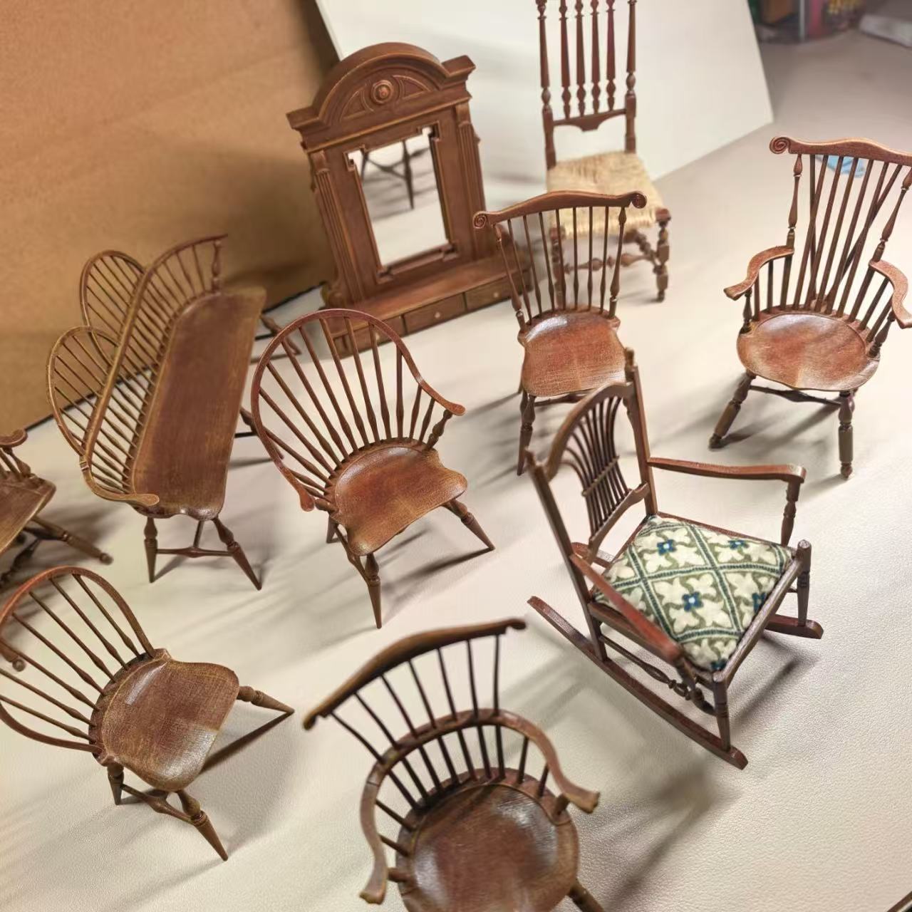 1/12 스케일 빈티지 윈저 의자 세트 2Pcs 소형  - Outdoor Furniture Resin 리뷰 및 가격