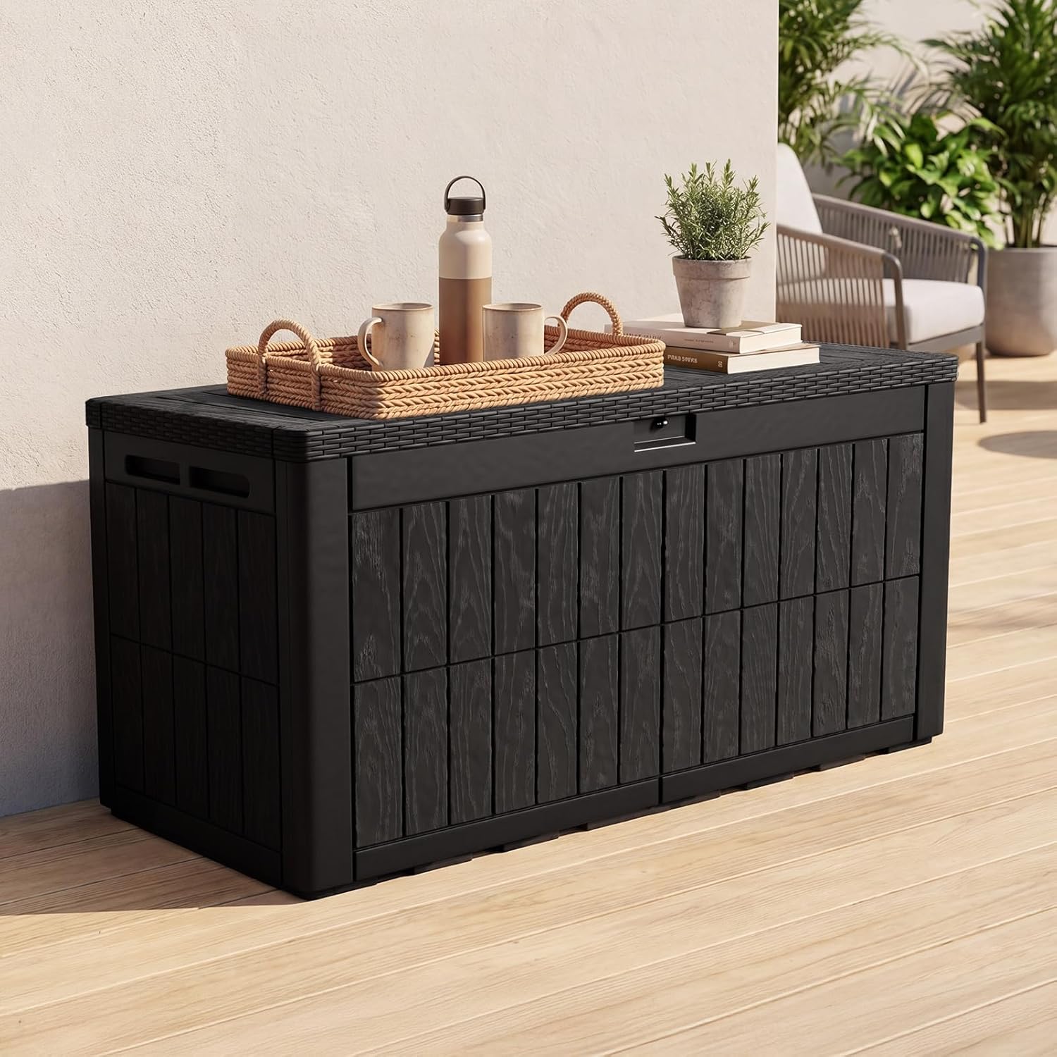 120갤런 레진 데크 박스, 내후성 방수 야외 보관 벤 - Outdoor Furniture Resin 리뷰 및 가격