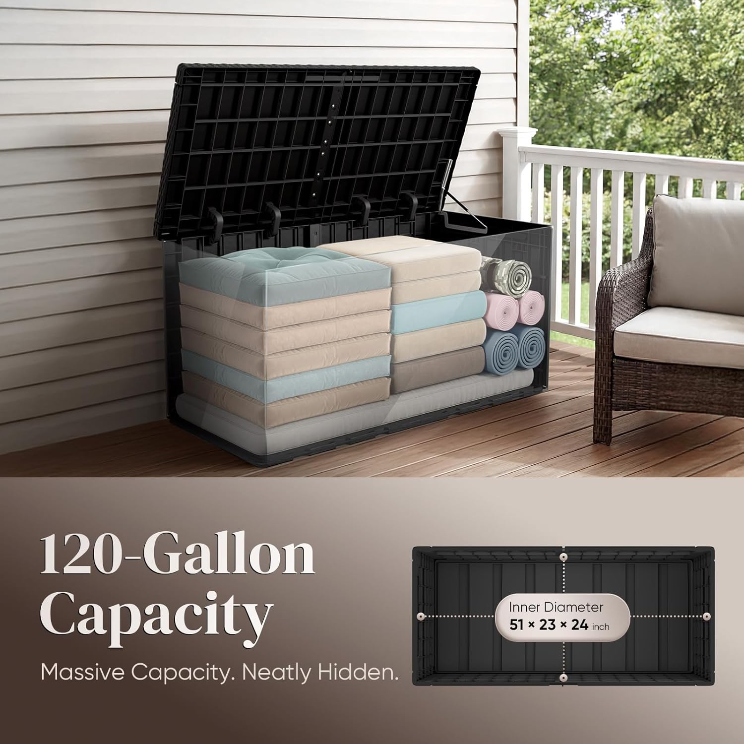 120갤런 레진 데크 박스, 내후성 방수 야외 보관 벤 - Outdoor Furniture Resin 리뷰 및 가격