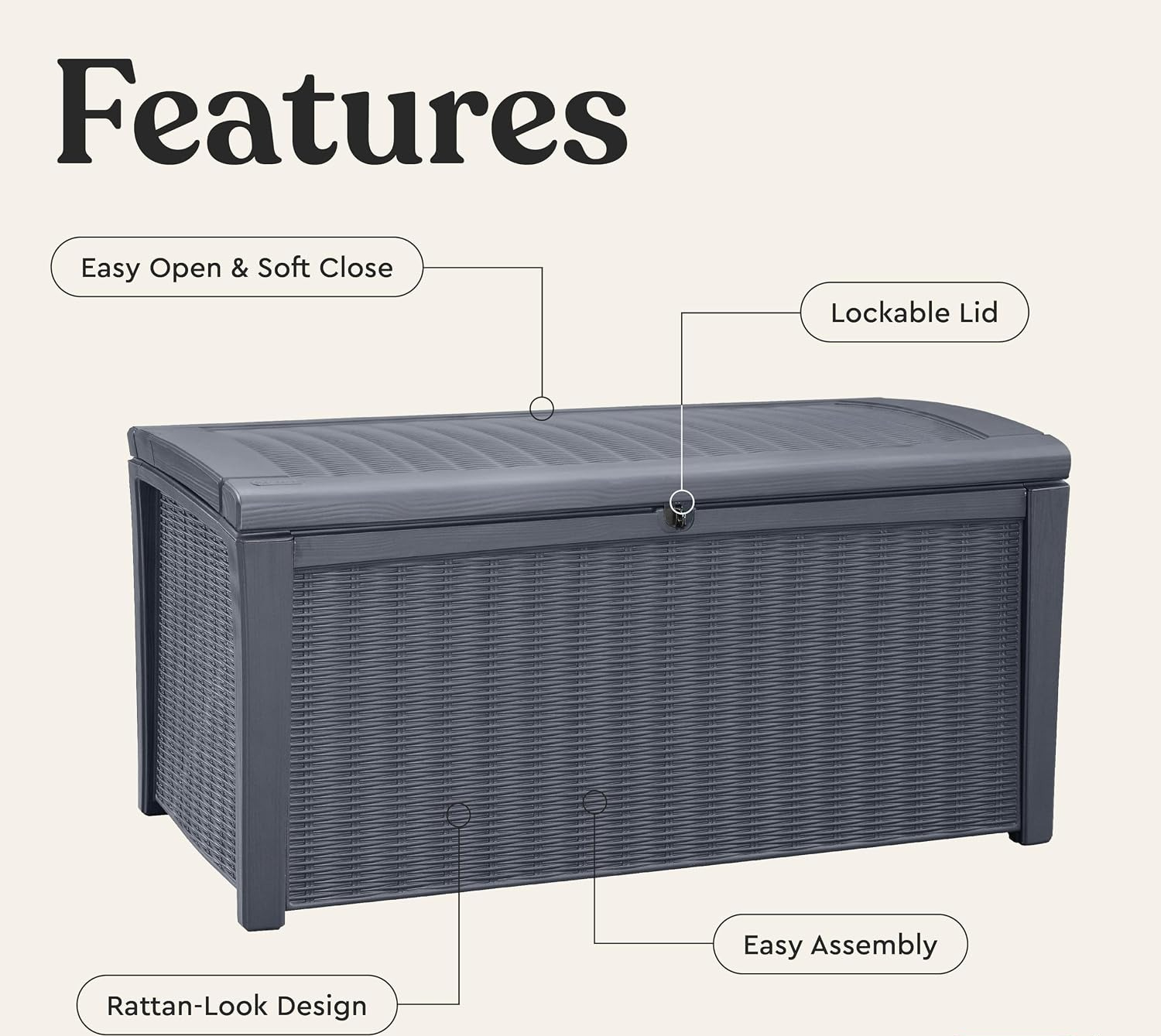 110갤런 야외용 수납 데크 박스, 잠금 가능 방수 레 - Outdoor Furniture Resin 리뷰 및 가격