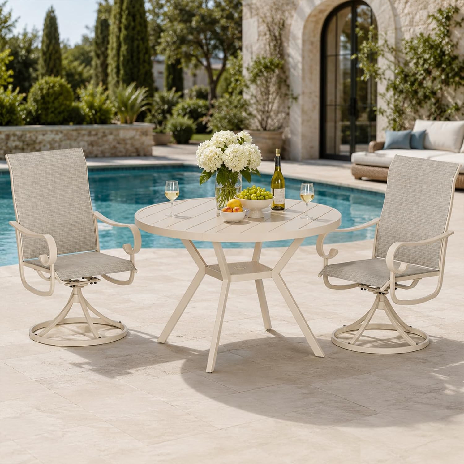야외 회전식 식탁 의자 2개 세트, 금속 프레임의 하이 - Outdoor Furniture Metal Chairs 리뷰 및 가격