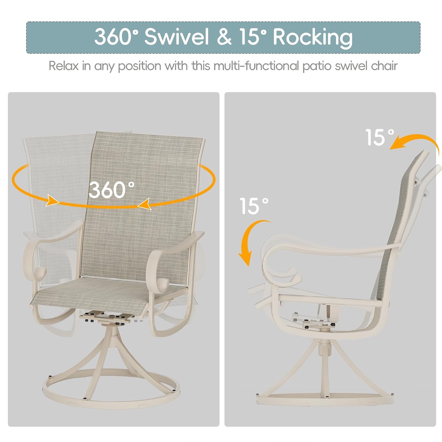 야외 회전식 식탁 의자 2개 세트, 금속 프레임의 하이 - Outdoor Furniture Metal Chairs 리뷰 및 가격
