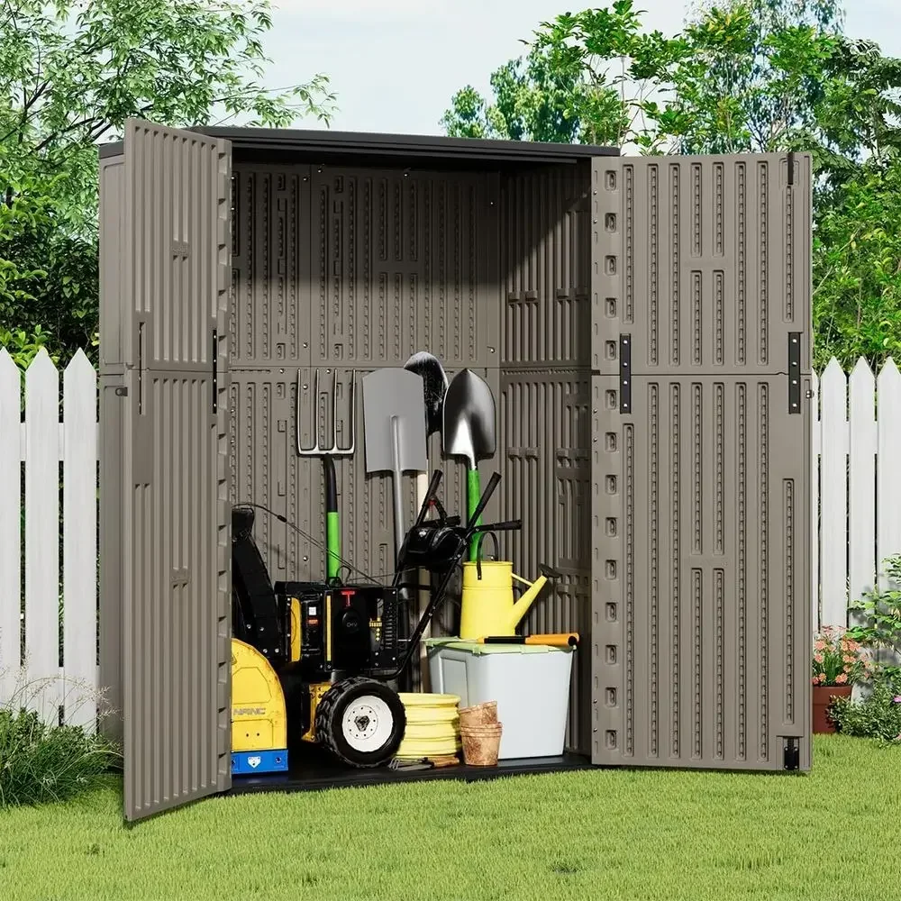 브라운 방수 야외 보관 캐비닛, 57 Cu. 레진, 파 - Outdoor Furniture Resin 리뷰 및 가격