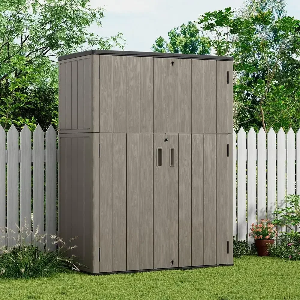 브라운 방수 야외 보관 캐비닛, 57 Cu. 레진, 파 - Outdoor Furniture Resin 리뷰 및 가격