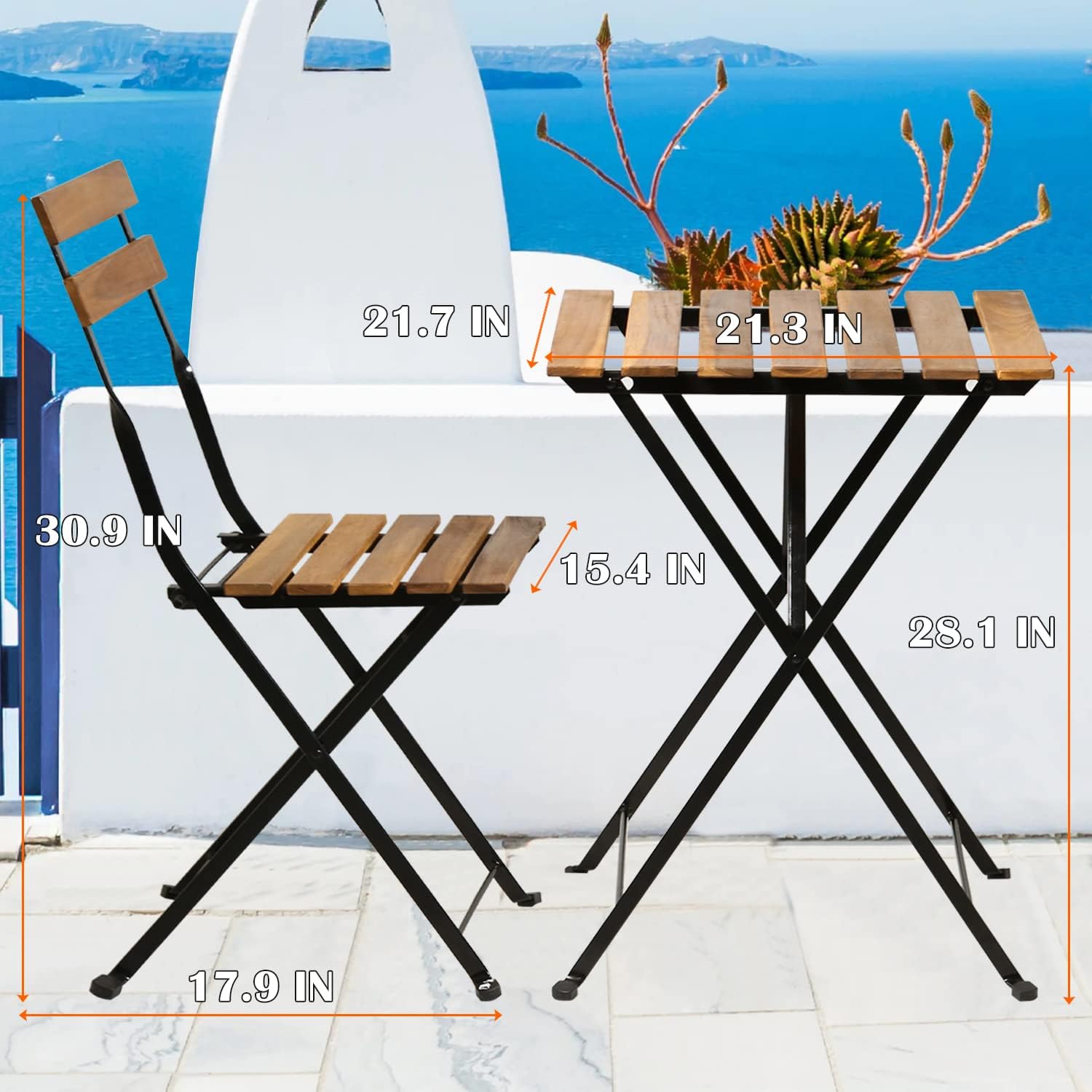 천연 나무 3피스 접이식 파티오 비스트로 세트(테이블  - Outdoor Furniture Table 리뷰 및 가격