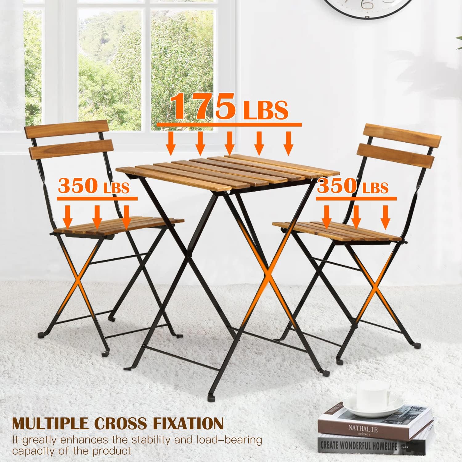 천연 나무 3피스 접이식 파티오 비스트로 세트(테이블  - Outdoor Furniture Table 리뷰 및 가격