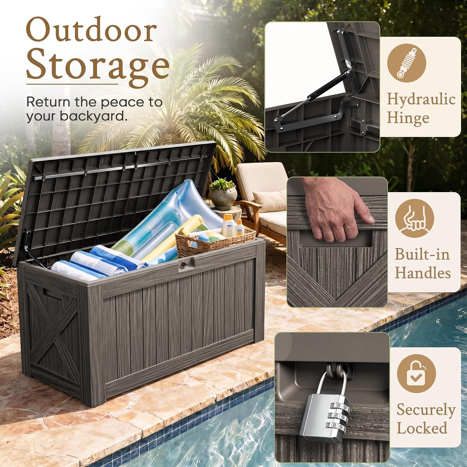 120갤런 대형 데크 박스 야외 보관 캐비닛 방수 레진 - Outdoor Furniture Resin 리뷰 및 가격