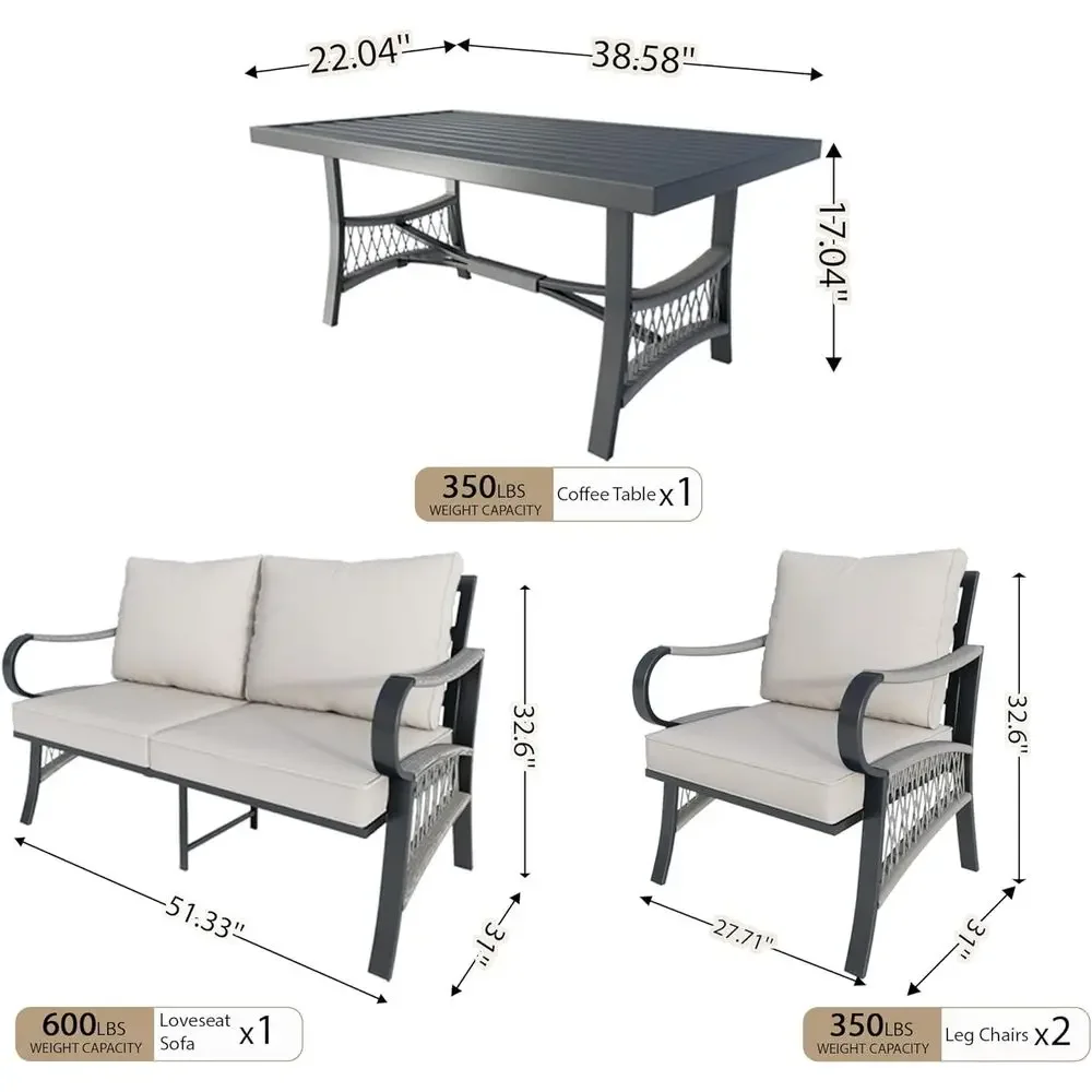 4피스 금속 야외 파티오 가구 세트(커피 테이블 포함) - Outdoor Furniture Metal Chairs 리뷰 및 가격