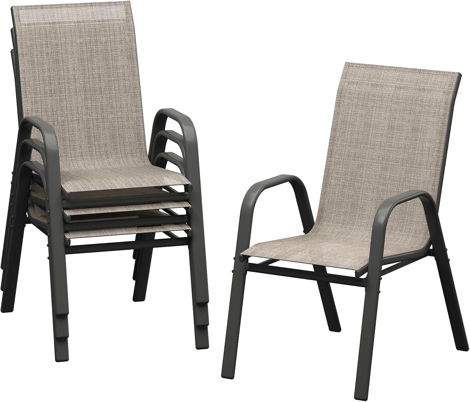 파티오 식사용 의자 4개 세트, 팔걸이가 있는 쌓을 수 - Outdoor Furniture Metal Chairs 리뷰 및 가격