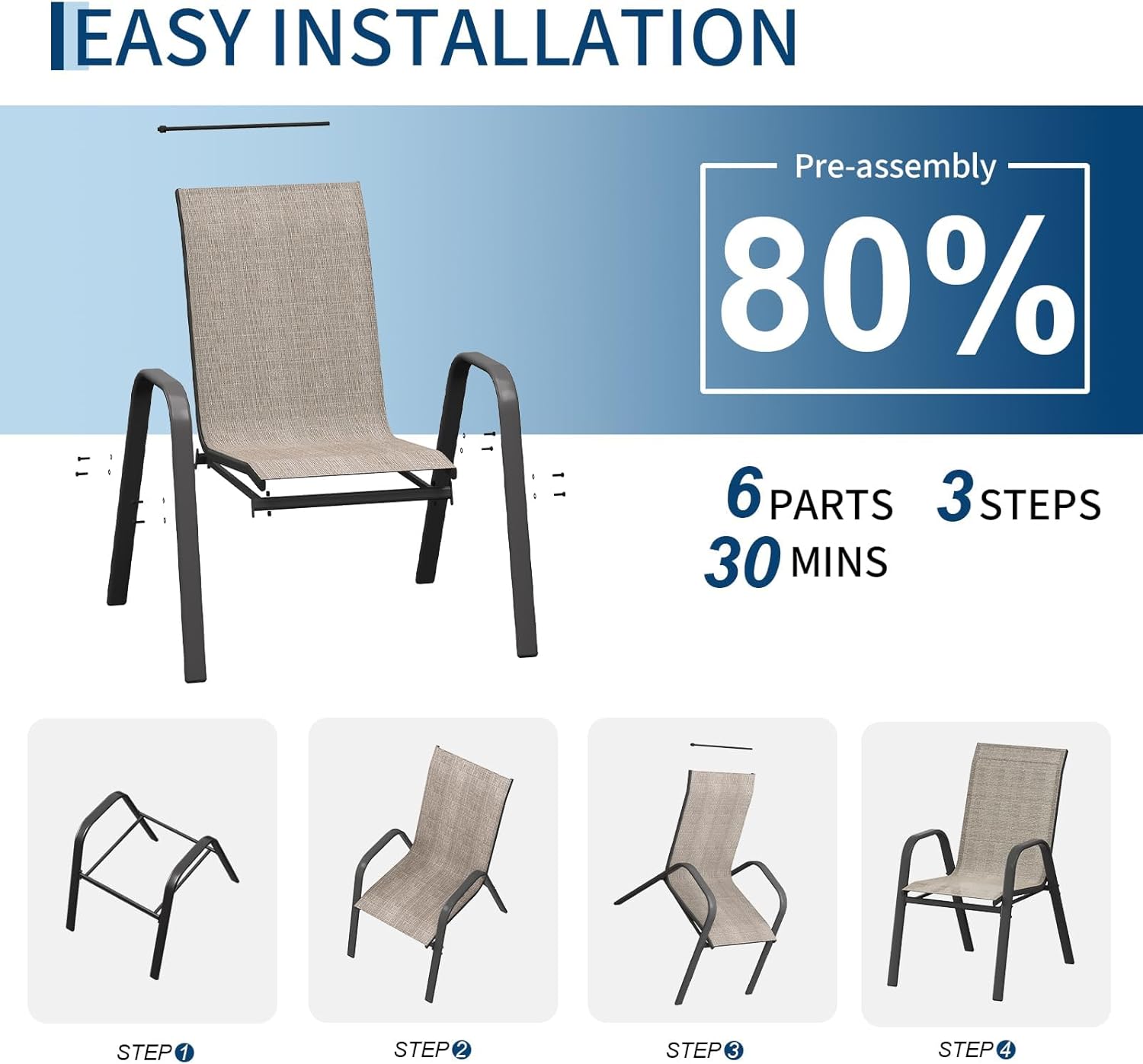 파티오 식사용 의자 4개 세트, 팔걸이가 있는 쌓을 수 - Outdoor Furniture Metal Chairs 리뷰 및 가격