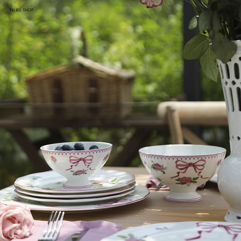 프렌치 로즈 커트레이 본 차이나 볼 컵, 세라믹 디저트 - Outdoor Furniture Dining 리뷰 및 가격