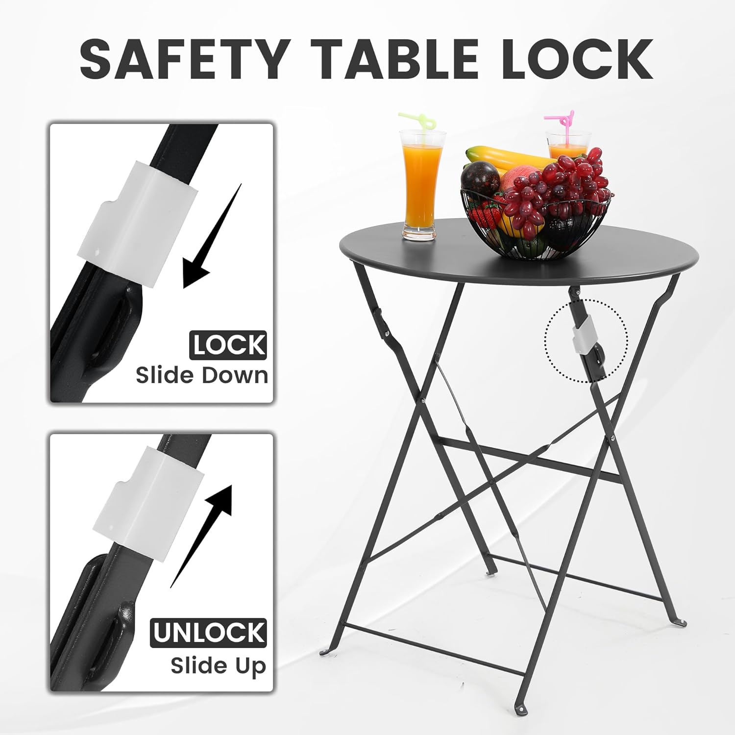 공간 절약형 검정색 3피스 접이식 야외 비스트로 세트, - Outdoor Furniture Table 리뷰 및 가격