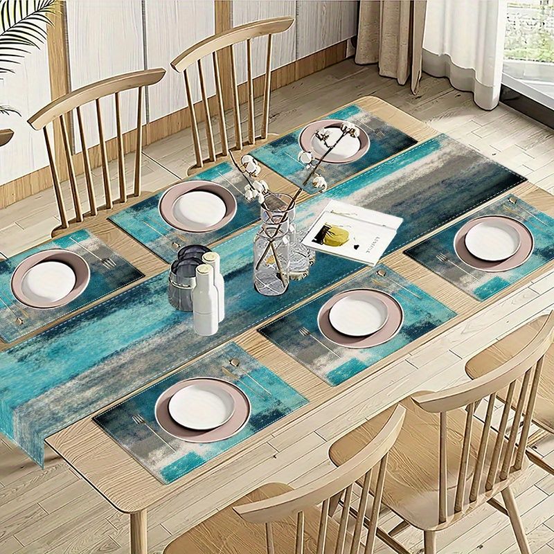 VIKAMA Morandi 추상 잉크 테이블 러너 플레 - Outdoor Furniture Dining 리뷰 및 가격
